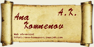 Ana Komnenov vizit kartica